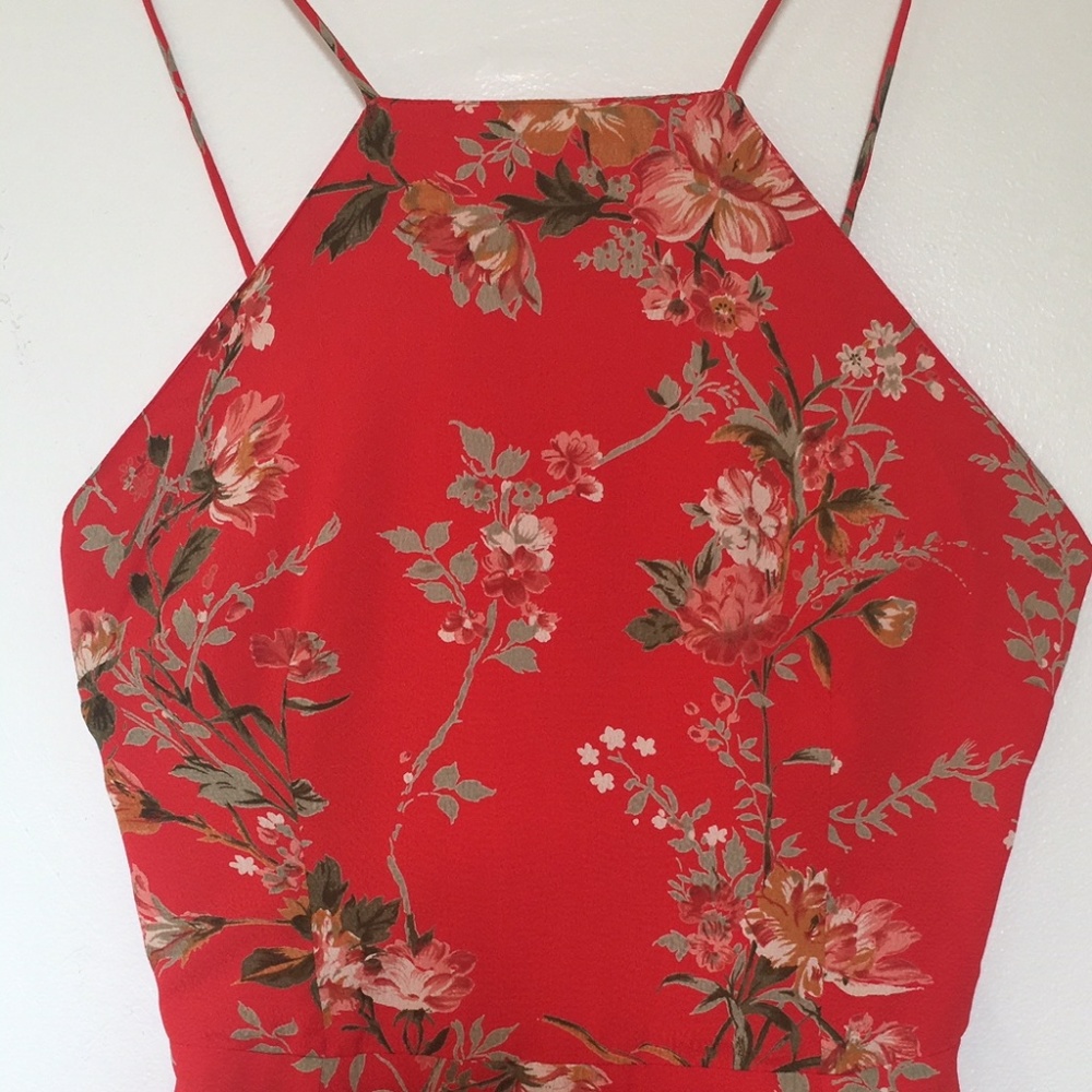 TOPSHOP Red Floral Strappy Dress